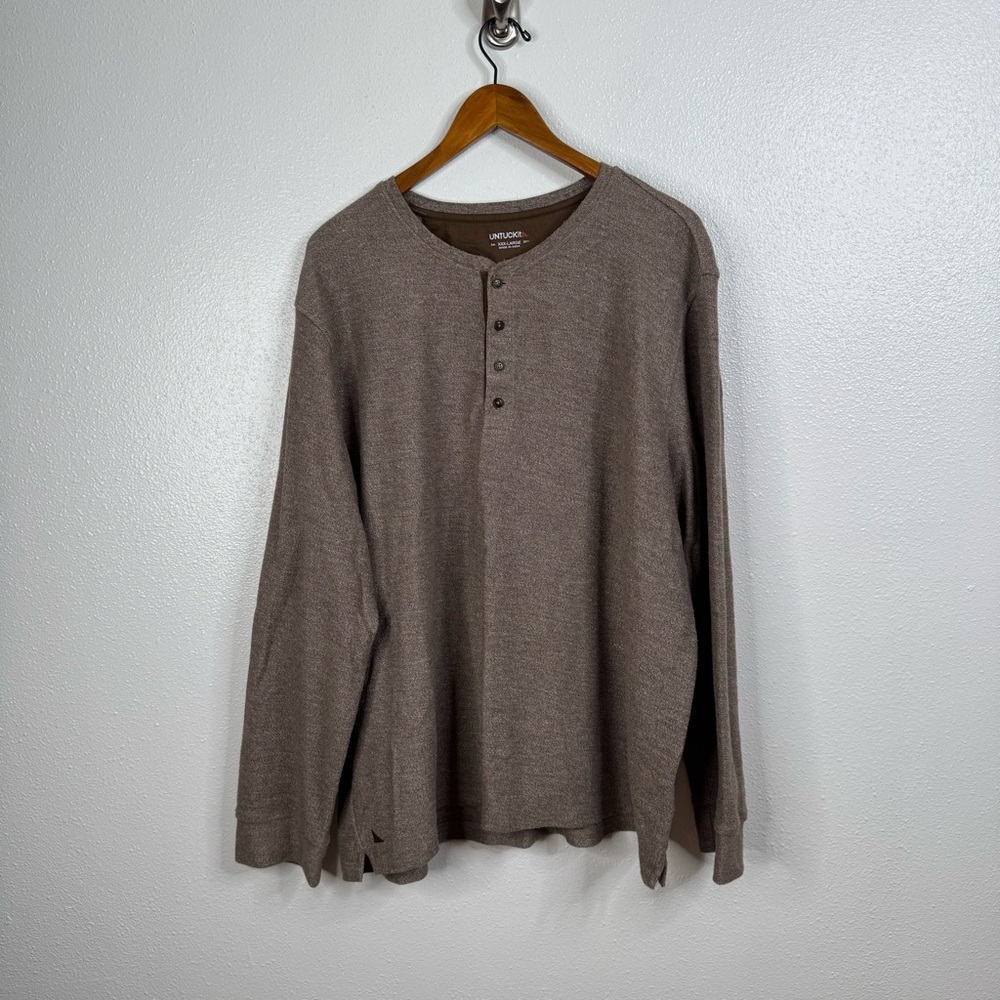Untuckit Urey Brown 3 Button Henley Shirt‎ Size Xxxlarge